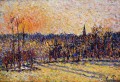 coucher de soleil bazincourt steeple 1 Camille Pissarro paysage